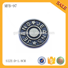 MFB97 Wholesales lead free custom engraved metal jeans button for clothing